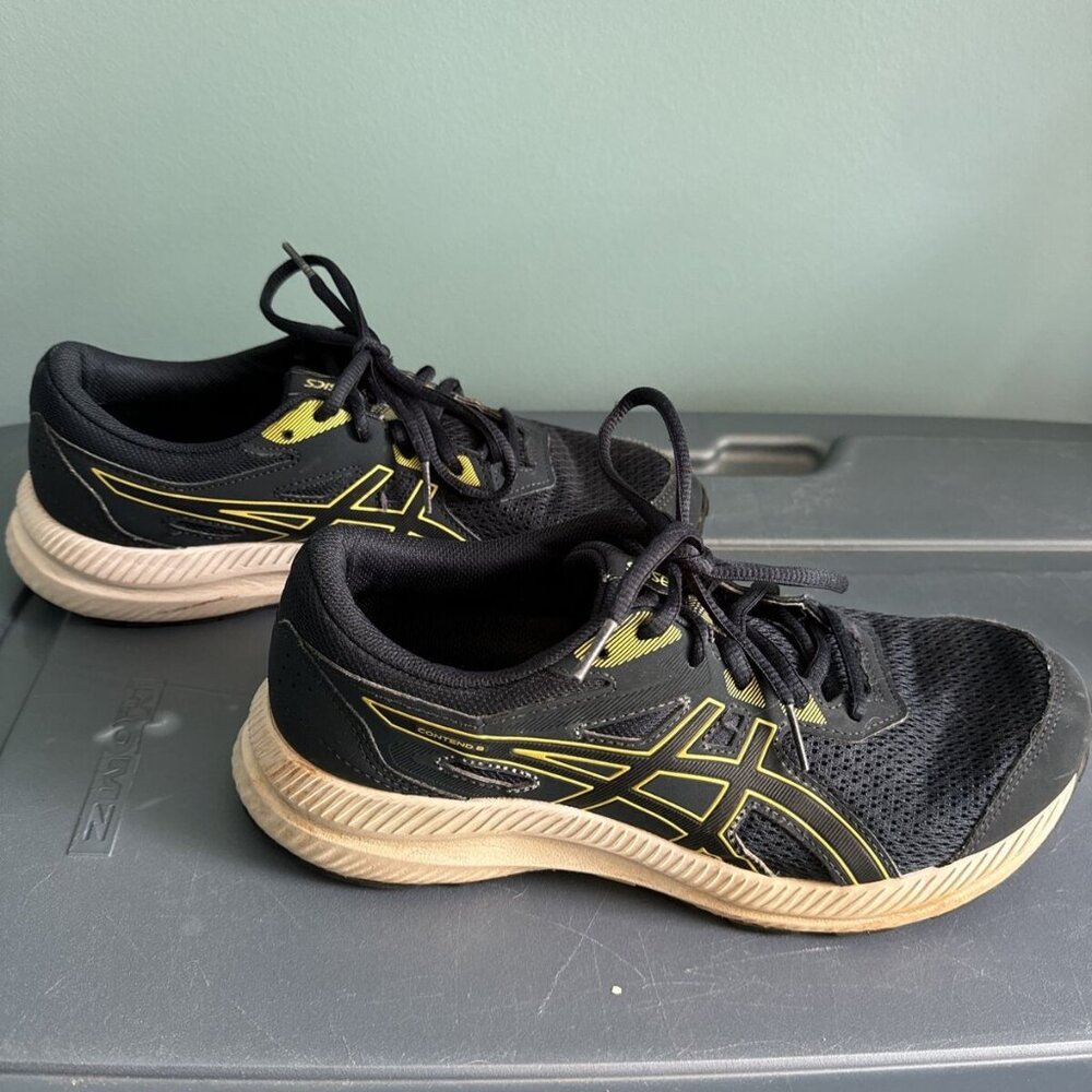 Asics Kids Contend 8 Navy & Yellow Lace Tennis Shoes Size 7